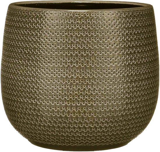 Un pot gris texturé.