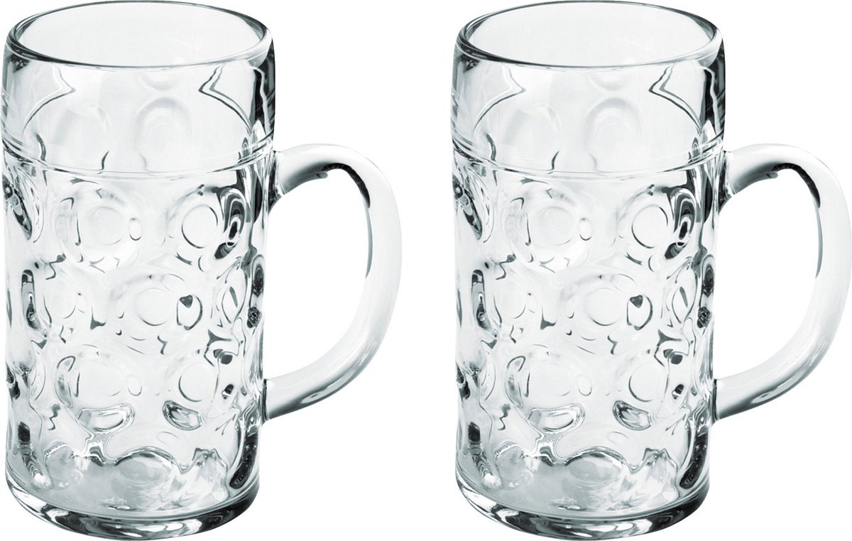 2x Bierpullen/bierglazen 1.3 liter/130 cl/1300 ml van onbreekbaar kunststof  - 1.3... | bol.com