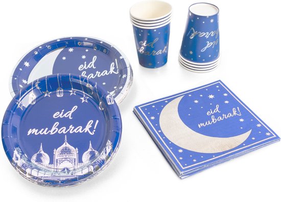 Festivz Ramadan Eid Wegwerp Servies Set - Blue Silver - Verjaardag -  Ramadan Decoratie... | bol.com