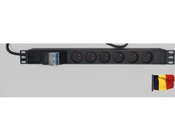 The Linq PDU 19" 6 stopcontacten + stroomonderbreker / zekering stekkerdoos Belgie - rackmontage - muurmontage