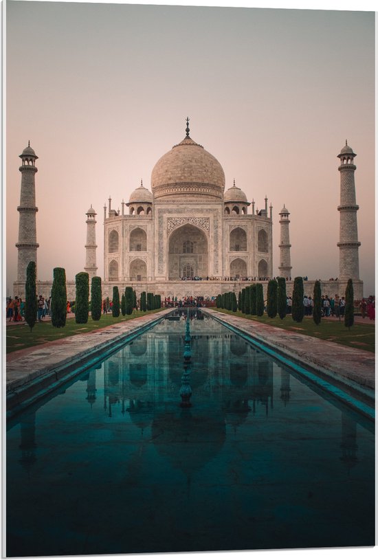 Acrylglas - Tai Mahal Moskee - India - 60x90 cm Foto op Acrylglas (Wanddecoratie op Acrylaat)