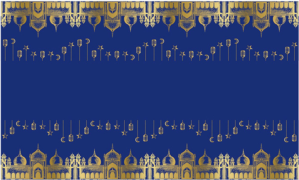Festivz Blauw Goud Ramadan Tafelkleed Versiering Set - Verjaardag Ramadan Eid Feest Decoratie