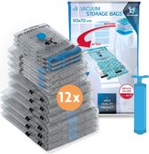 LaundrySpecialist Luxe Vacuumzakken Dekbedden & Kleding - 12 stuks / 4 maten - Vacumeerzakken tot 80% plaatsbesparend - Incl gratis handpomp