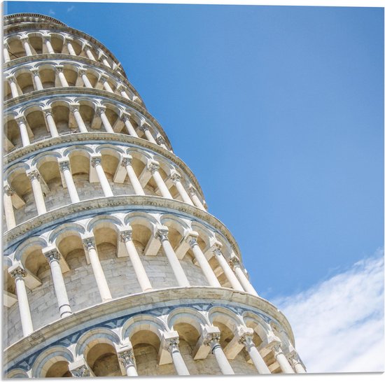 Acrylglas - Toren van Pisa vanaf onder - Italië - 50x50 cm Foto op Acrylglas (Wanddecoratie op Acrylaat)