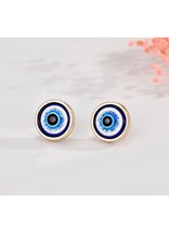 Akyol - Evileye – evil – eye – blauwe evileye – knop oorbellen– geluks oog oorbel – geluk – goudkleurig - bescherming – diepe blauw - boze oog oorbellen - turkse oog - cadeau voor vriendin - blauwe oog oorbellen -evil eye - nazar