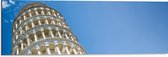 Dibond - Toren van Pisa vanaf onder - Italië - 90x30 cm Foto op Aluminium (Wanddecoratie van metaal)
