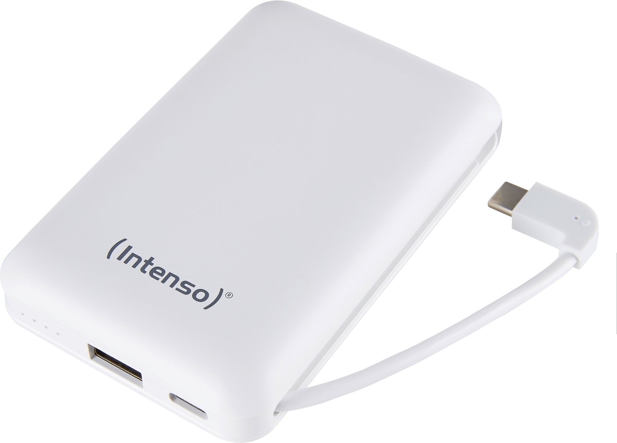 (Intenso) Powerbank XC10000 - 10.000 mAh - Li-Polymer - met geĂŻntegreerde USB-C kabel - wit (7314532)