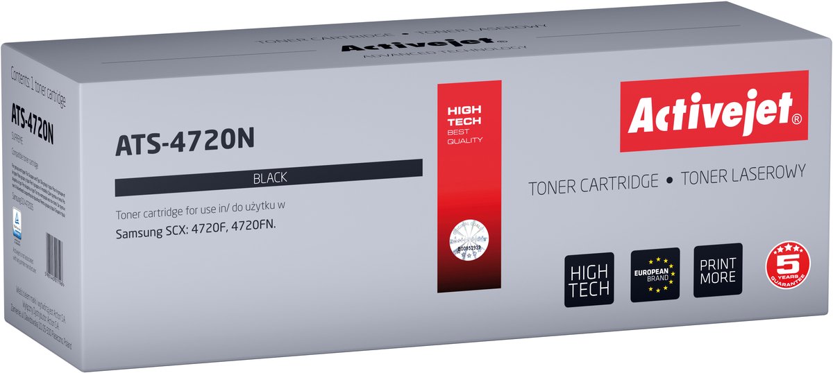 ActiveJet ATS-4720N Toner voor Samsung-printer; Samsung SCX-4720D5 vervanging; Opperste; 5000 pagina's; zwart.