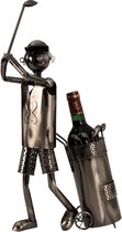 Metalen wijnfleshouder - Golfer - Voor wijn & champagne - decoratie - bar - cadeau - hotelkamer - restaurant - wijnrek voor 1 fles – verrassing