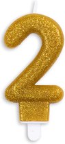 Cijferkaars Goud 2 Jaar - Kaars 2 Jaar - Kaars Cijfer 2 - Kaarsje 2 Jaar - Gouden Kaars Taart / Cupcake 2 Jaar - Ook voor leeftijden: 12 / 20 / 21 / 22 / 23 / 24 / 25 / 26 / 27 / 28 / 29 / 32 / 42 / 52 / 62 / 71 / 82 / 92 - Glitter Goud