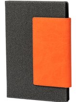 Papacasso Notitieboek A5 - Premium Hardcover Journal - Luxe Zuurvrij Papier - Magnetische Sluiting - Opbergvak - Kaarthouder - 256 Pagina's - Gelinieerd - Oranje