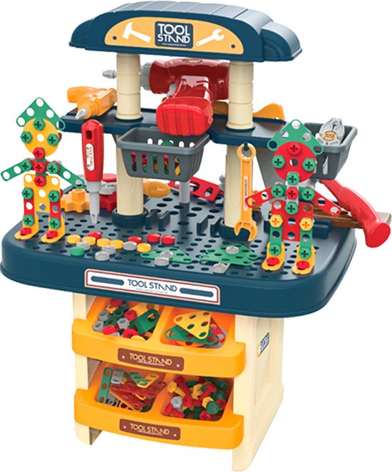 Nixnix - Werkbank - Kinder speelgoed - Educatief - Speel bank - Cadeautip - 386 onderdelen