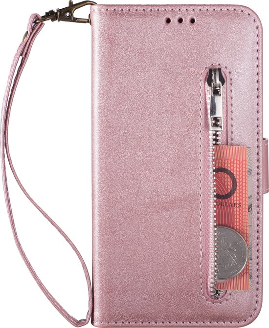 Bookcase Convient pour Huawei P30 Lite - Rose - Étui Portefeuille - Portefeuille