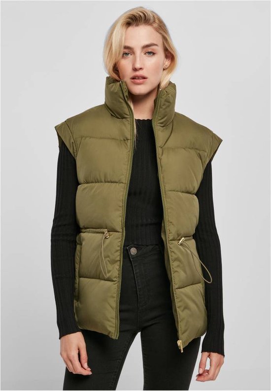 Urban Classics - Waisted Puffer Vest Mouwloos jacket - 5XL - Olijfgroen