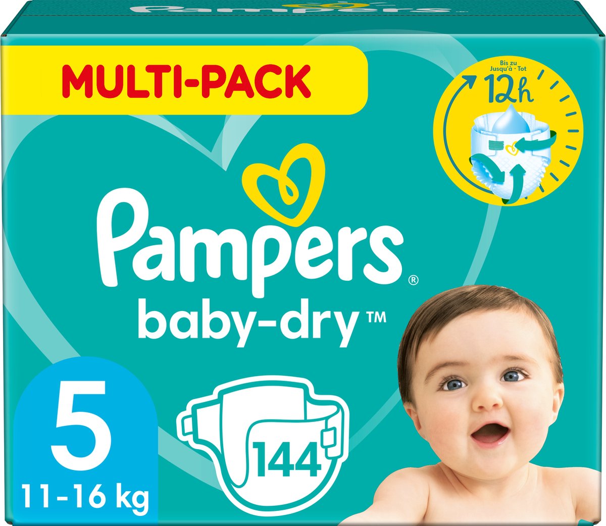 Pampers Baby-Dry Luiers - Maat 5 (11-16 kg) - 144 stuks - Multi-Pack - Pampers