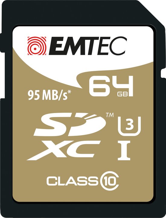 EMTEC GB SDXC Klasse 10 - schrijfsnelheid: 85 mb/s - leessnelheid 90 mb/s | bol.com