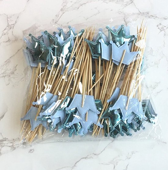 Hapjes verjaardag cocktail prikkers metallic kleuren 100x stuks 17 cm