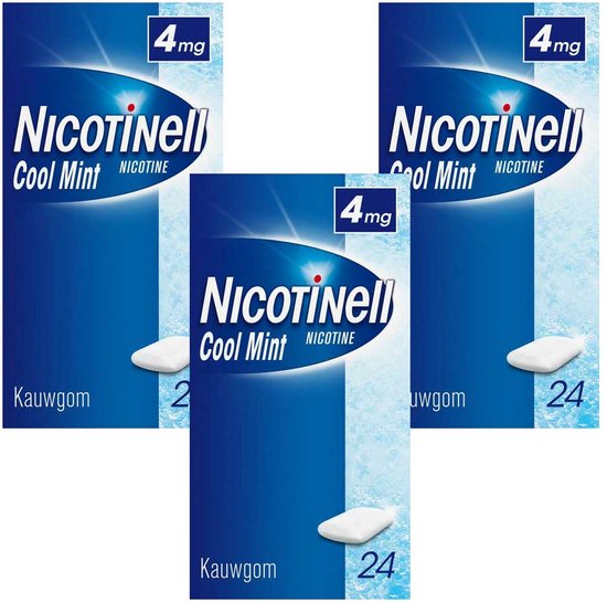 3x Nicotinell Kauwgom Cool Mint 4 mg 24 stuks