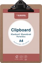 Europel Klembord - Clipboard - Hout - A4 - 21 x 29,7 cm - 1 stuk