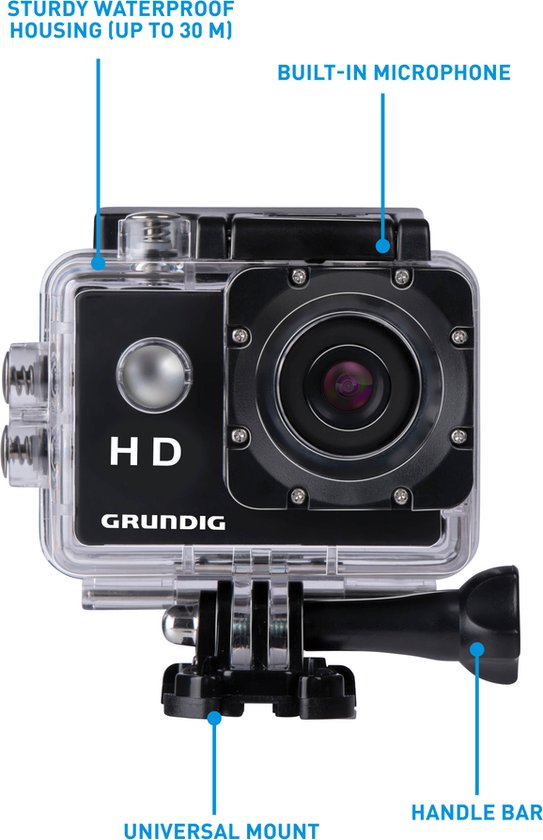 Grundig Action Camera HD720P - Onderwatercamera - Waterdicht Tot 30M 2lcd Scherm Incl Verschillende Accessoires Bewegingsdetectie Zwart 66f41590894cf81db80ca347 Grundig Action Camera HD720P - Onderwatercamera - Waterdicht Tot 30M 2lcd Scherm Incl Verschillende Accessoires Bewegingsdetectie Zwart 66f41590894cf81db80ca347