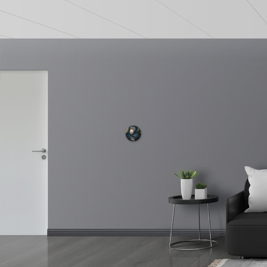 WallClassics - Cercle mural en panneau de mousse PVC - Chimpanzé assis - Photo 20x20 cm sur cercle mural (avec système d'accrochage)