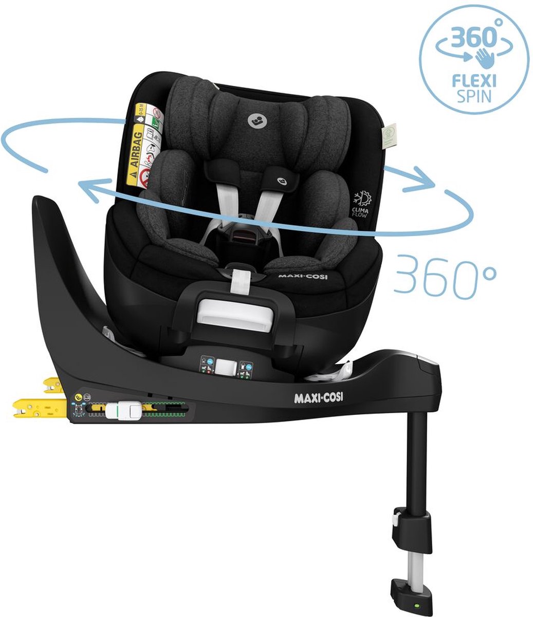 Maxi-Cosi Mica Pro Eco i-Size Autostoeltje - 360° draaibaar - Gerecyclede stoffen - Authentic Black - Vanaf de geboorte tot ca. 4 jaar – foto 6