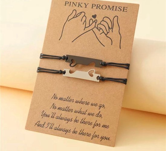 Foto: Akyol vriendschapsarmband hartje vriendschaparmband armband voor twee zussen armband armband voor twee personen pinky promise armband geschenk cadeau liefde vriendschap 15 cm