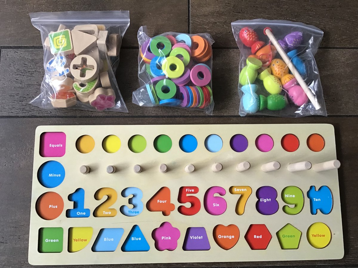 Bino Educatief houten kinderspel Leren Tellen van 1 t/m 10 kleuren