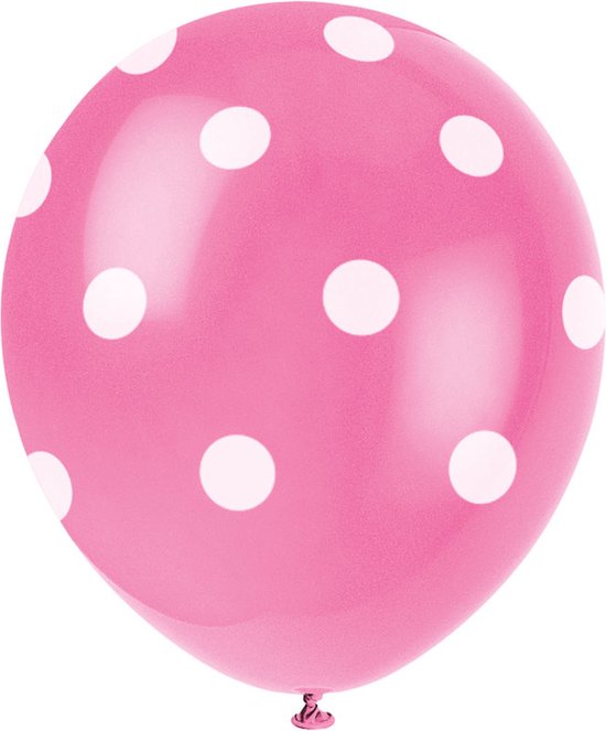 Ballonnen met polka dots / stippen, Roze, 100 stuks, 30 cm