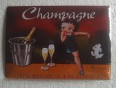 metalen ansichtkaart Betty Boop champagne 15 x 21 cm
