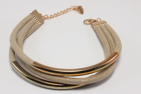 Bracelet couleur or 3 cordons avec acier