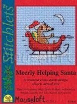 Mouseloft borduurpakketje ( 6 x 6 cm )  Meerly helping Santa