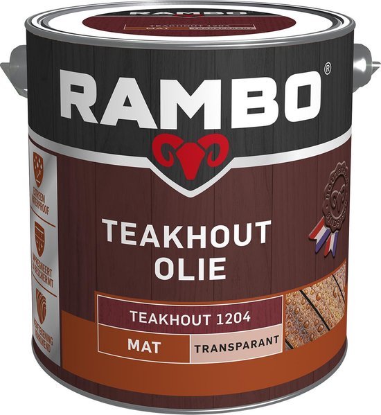 Rambo Teakhout Olie Mat Transparant - Waterafstotend - Impregneert &  Beschermt - 2.5L | bol.com