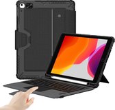 Housse clavier pour tablette compatible Apple iPad 10.2 (2019 / 2020 / 2021) - Housse clavier QWERTY - Zwart