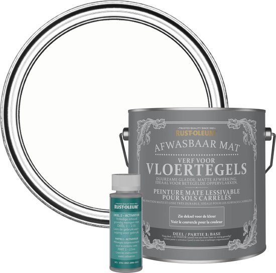 Rust-Oleum Wit Afwasbare Vloertegelverf - Krijtwit 2,5L
