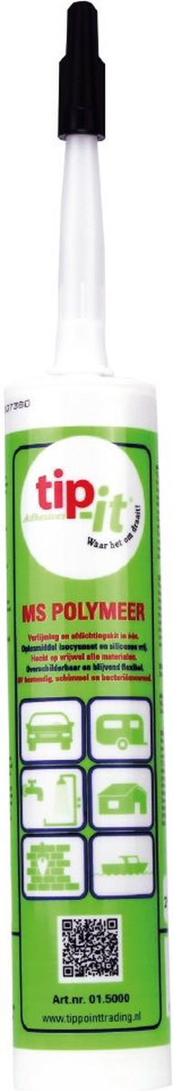Tip-it MS Polymeer - Kit - Lijmkit - Montagekit - Polymeerkit - Montagelijm - Zwart - 290 ml