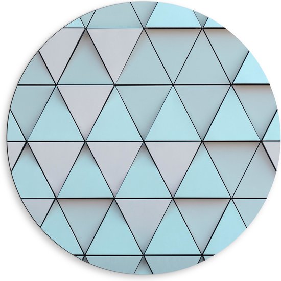 Dibond Muurcirkel - Geometrisch Ruit Patroon in Blauwe Kleur - 80x80 cm Foto op Aluminium Muurcirkel (met ophangsysteem)