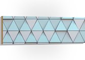Hout - Geometrisch Ruit Patroon in Blauwe Kleur - 120x40 cm - 9 mm dik - Foto op Hout (Met Ophangsysteem)