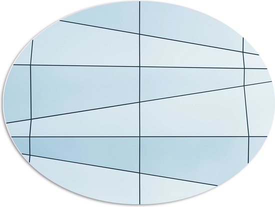 PVC Schuimplaat Ovaal - Ongelijke Donker en Lichtblauwe Vakken - 96x72 cm Foto op Ovaal (Met Ophangsysteem)