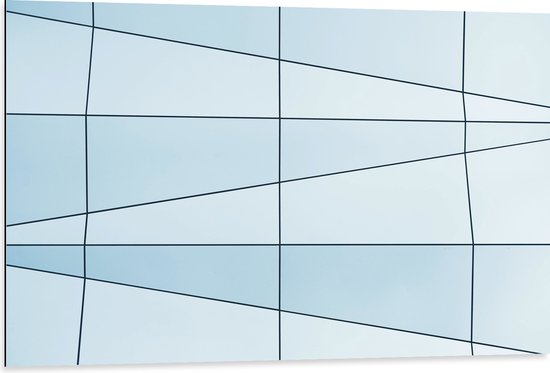 Dibond - Ongelijke Donker en Lichtblauwe Vakken - 105x70 cm Foto op Aluminium (Met Ophangsysteem)