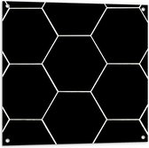 Tuinposter – Hexagon Vormen in het Wit tegen Zwarte Achtergrond - 80x80 cm Foto op Tuinposter (wanddecoratie voor buiten en binnen)