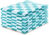 Keukendoeken Set Blok Turquoise – 50x50 – Set van 6 – Geblokt – Blokdoeken – 100% katoen – Keukendoek – handdoeken