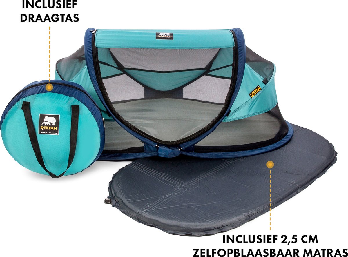 zebra Klacht lezing Deryan Baby Luxe Campingbedje – Inclusief zelfopblaasbare matras - Ocean |  bol.com