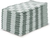 Set de Essuies de vaisselle Blok Vert foncé - 65x65 - Set de 10 - Carreaux - Bloc serviettes - 100% coton - Essuies de vaisselle Horeca