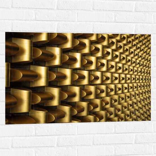 Muursticker - Abstracte Gouden Vormen op Wand - 90x60 cm Foto op Muursticker
