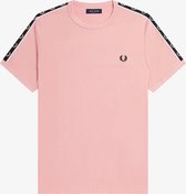 Fred Perry Taped Ringer regular fit T-shirt M6347 - korte mouw O-hals - Chalky Pink/black - roze - Maat: XL