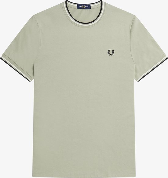 Fred Perry Twin Tipped T-shirt regular fit M1588 - col rond manches courtes - Seagrass - vert - Taille : XS