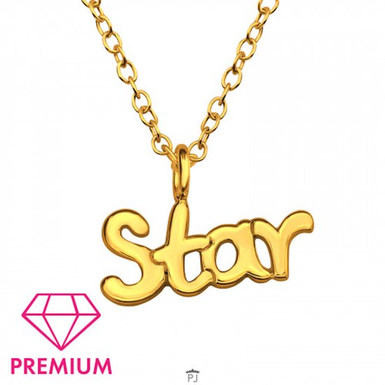 Ketting Star - 925 Sterling zilver - Gold plated - 39 Centimeter