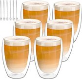 Dubbelwandige latte macchiato-glazen, koffieglas, theeglazen - mokkakopjes , Koffiekopjes , espressokopjes - kopjes - Cappuccino kopjes Set 6 x 350ml