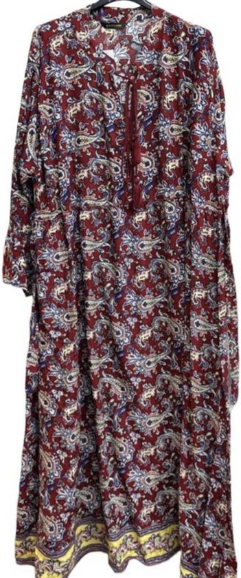 Robe longue pour femme style Boho imprimé cachemire en grandes tailles taille unique 42-50 rouge foncé